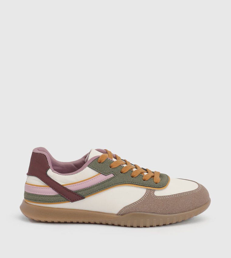 Shardie Faux Suede Contrast Lace-Up Sneakers