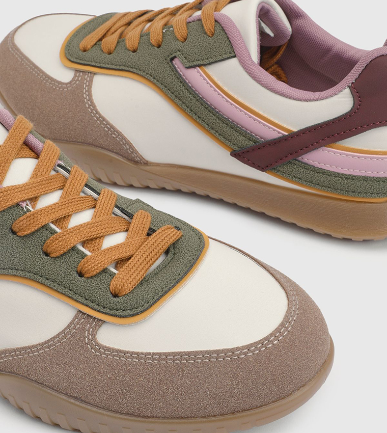 Shardie Faux Suede Contrast Lace-Up Sneakers