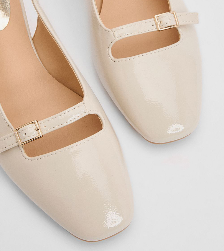 Sheela Faux Patent Leather Block Heel Slingback Mary Jane Pumps