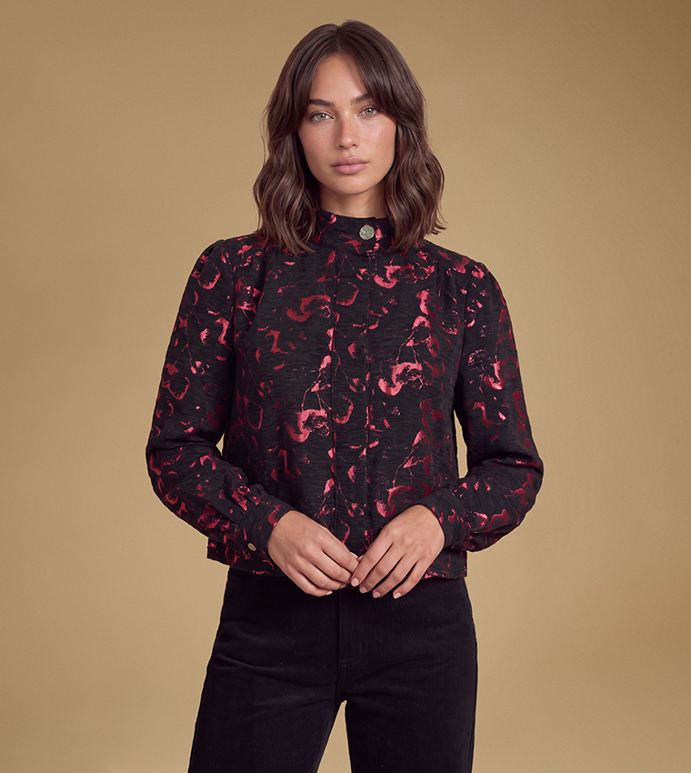 Jacquard Funnel Neck Jacket