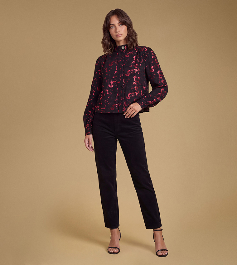 Jacquard Funnel Neck Jacket
