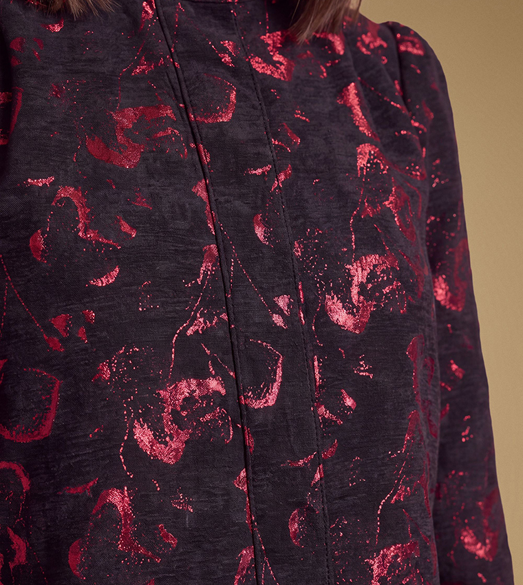 Jacquard Funnel Neck Jacket