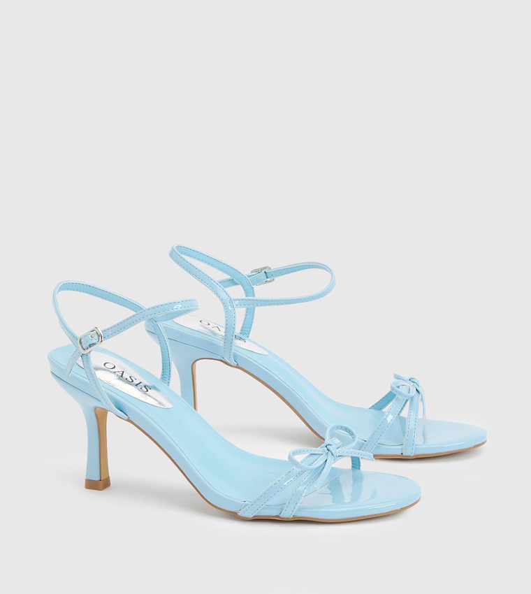 Scarlett Bow Trim Faux Leather Medium Heeled Sandals