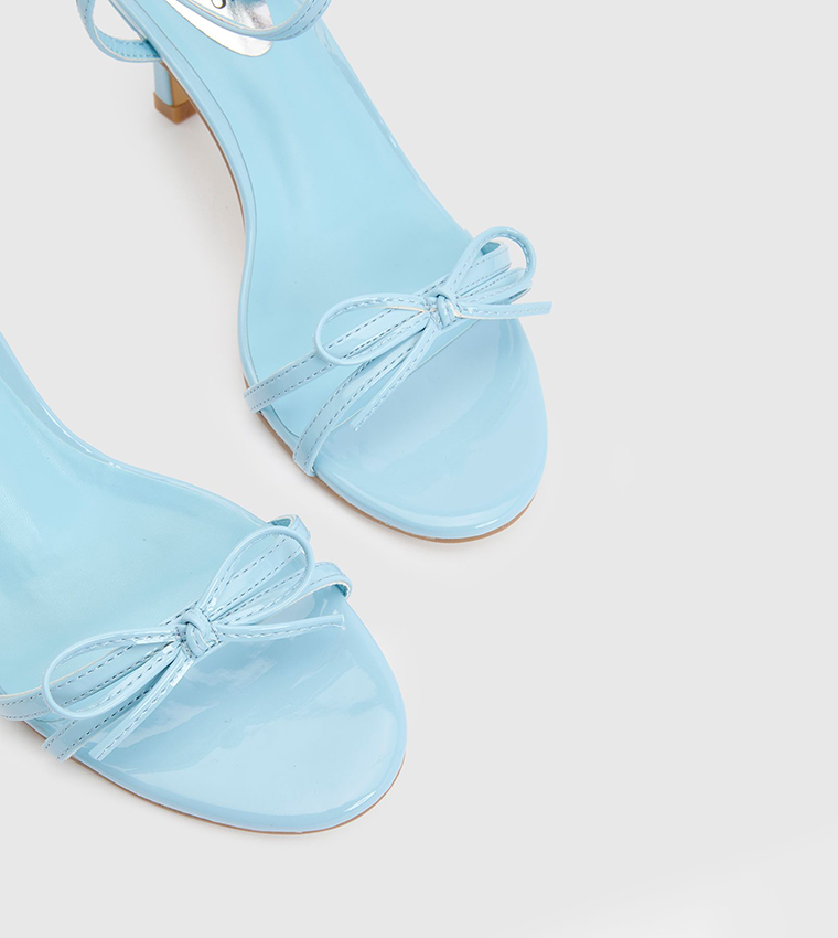 Scarlett Bow Trim Faux Leather Medium Heeled Sandals