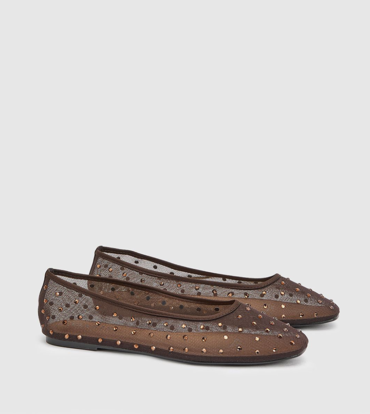 Lily Mesh Studded Ballerinas