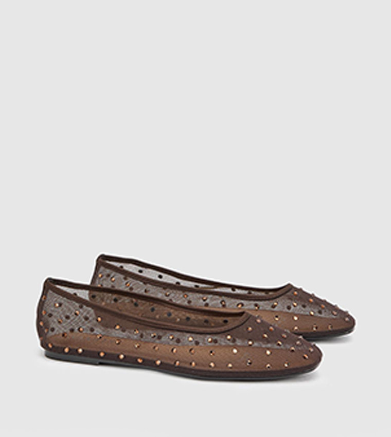 Lily Mesh Studded Ballerinas