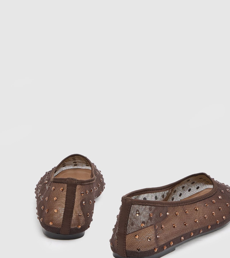 Lily Mesh Studded Ballerinas