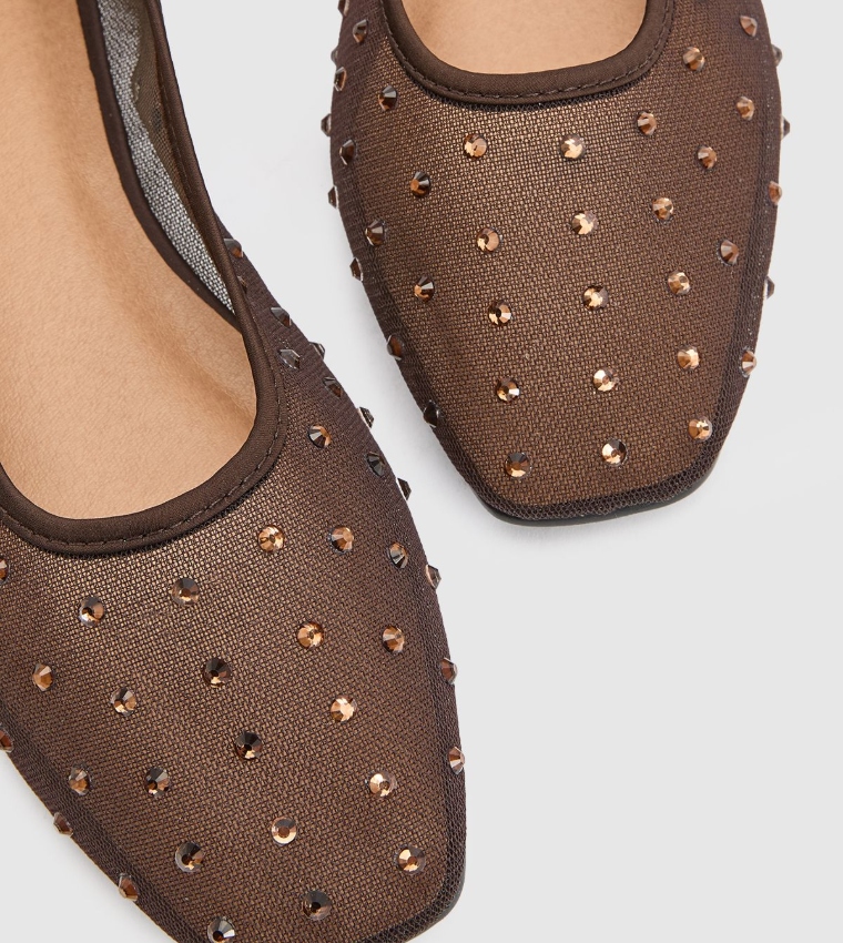 Lily Mesh Studded Ballerinas