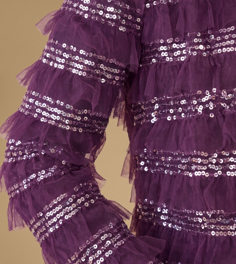 Sequins Ruffle Mesh Trophy Jacket