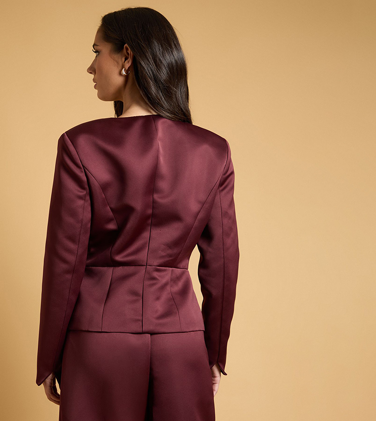 Duchess Satin Collarless Jacket