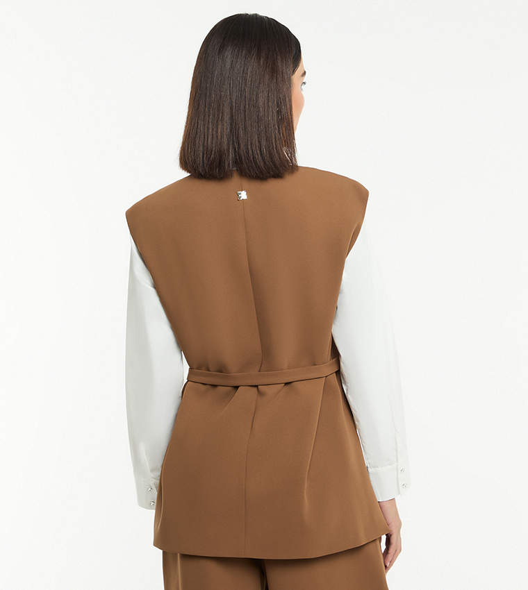 Solid V-Neck Oversized Waistcoat