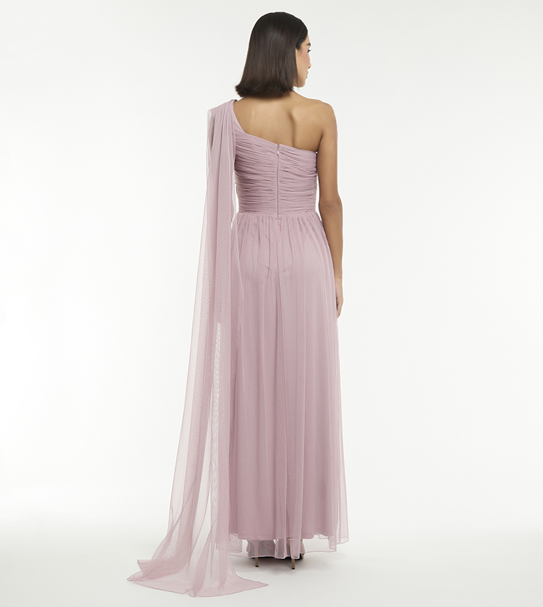 Embellished One Shoulder Maxi Dress