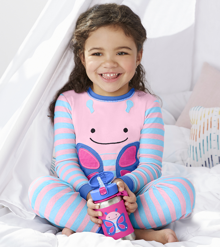 Skip Hop Zoo Butterfly Stainless Steel Straw Water Bottle