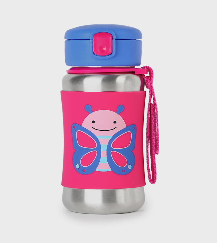 Skip Hop Zoo Butterfly Stainless Steel Straw Water Bottle