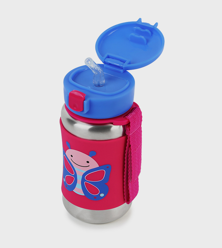 Skip Hop Zoo Butterfly Stainless Steel Straw Water Bottle