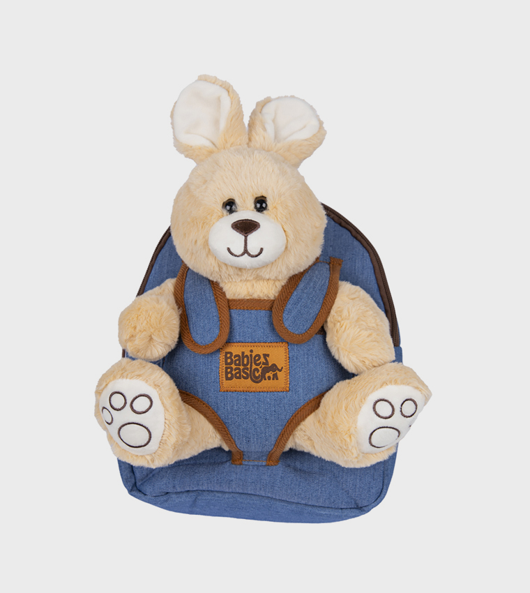 Logo Badge Backpack with Detachable Teddy