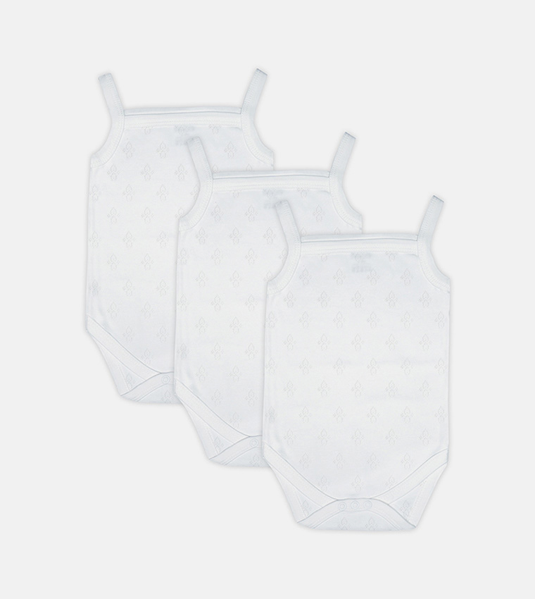 Pack of 3 Textured Strappy Bodysuits