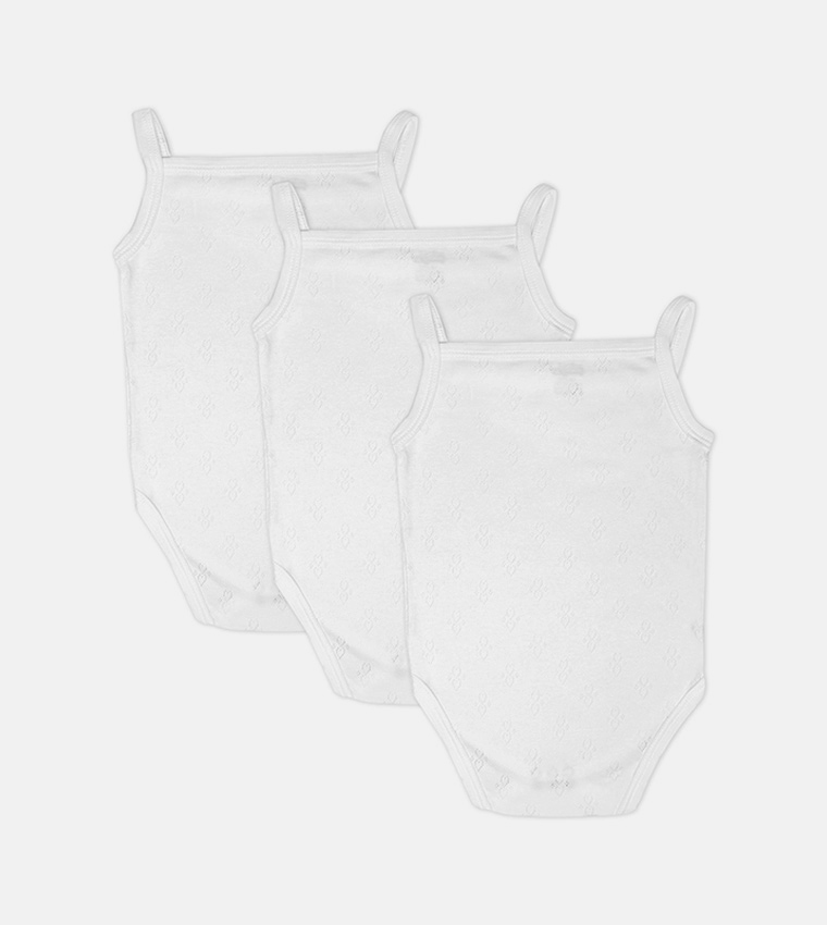 Pack of 3 Textured Strappy Bodysuits