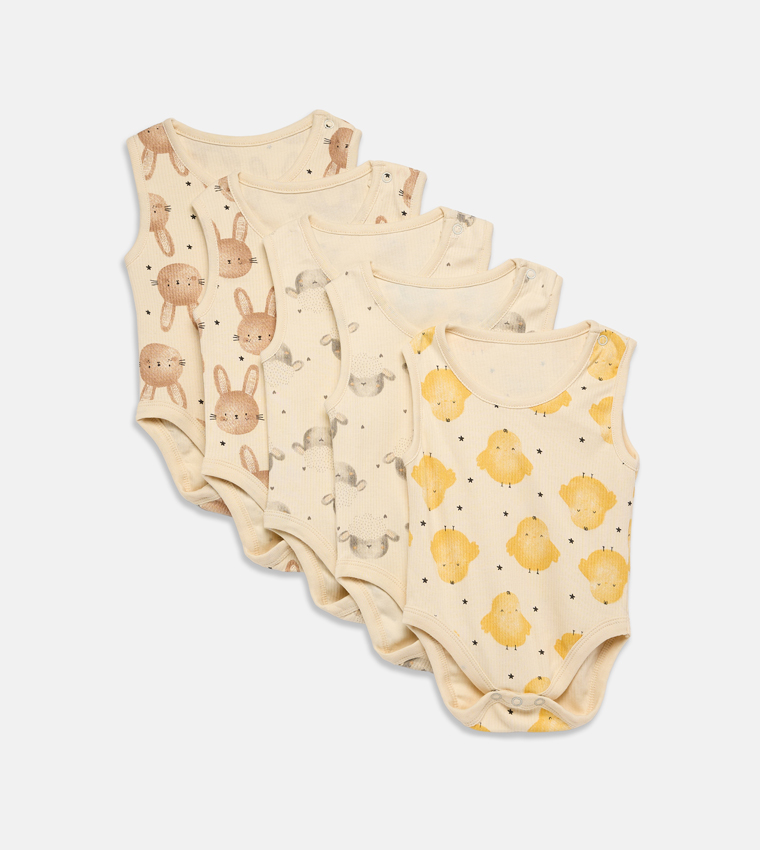 5-Pack Printed Sleeveless Bodysuits