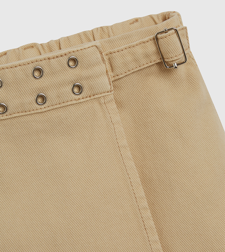 Eyelet Detail Wrap Skirt