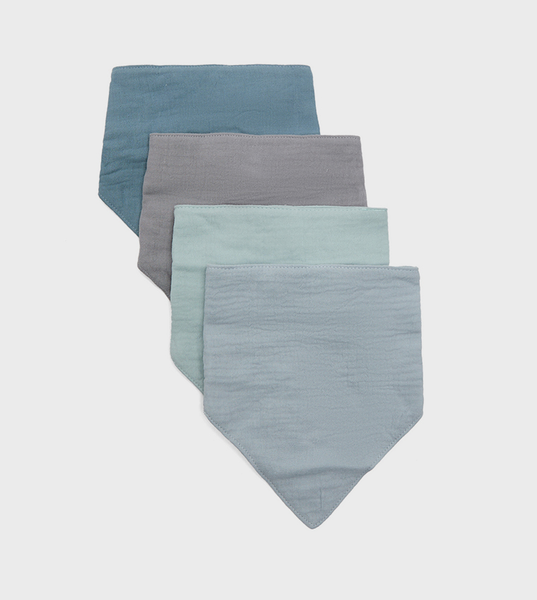 4 Pack 6-Layer Crepe Triangular Bibs