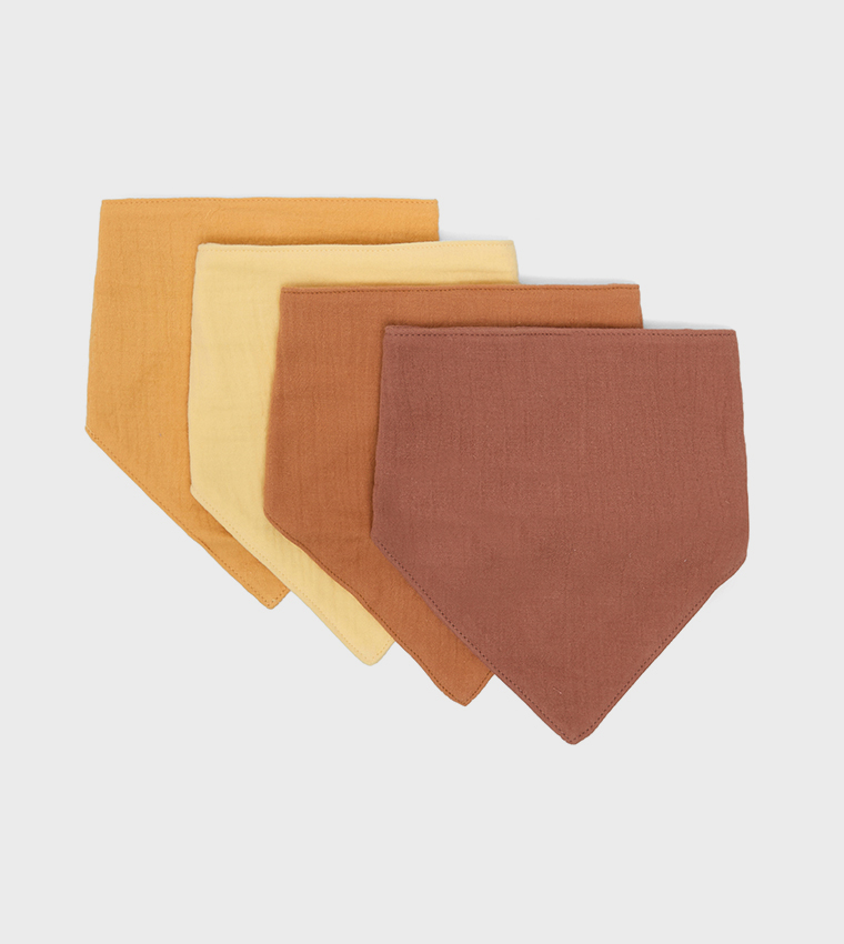 4 Pack 6-Layer Crepe Triangular Bibs