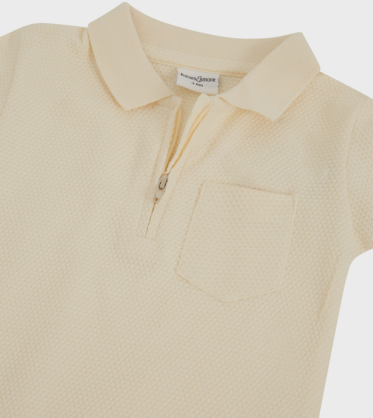 Textured Collared Romper