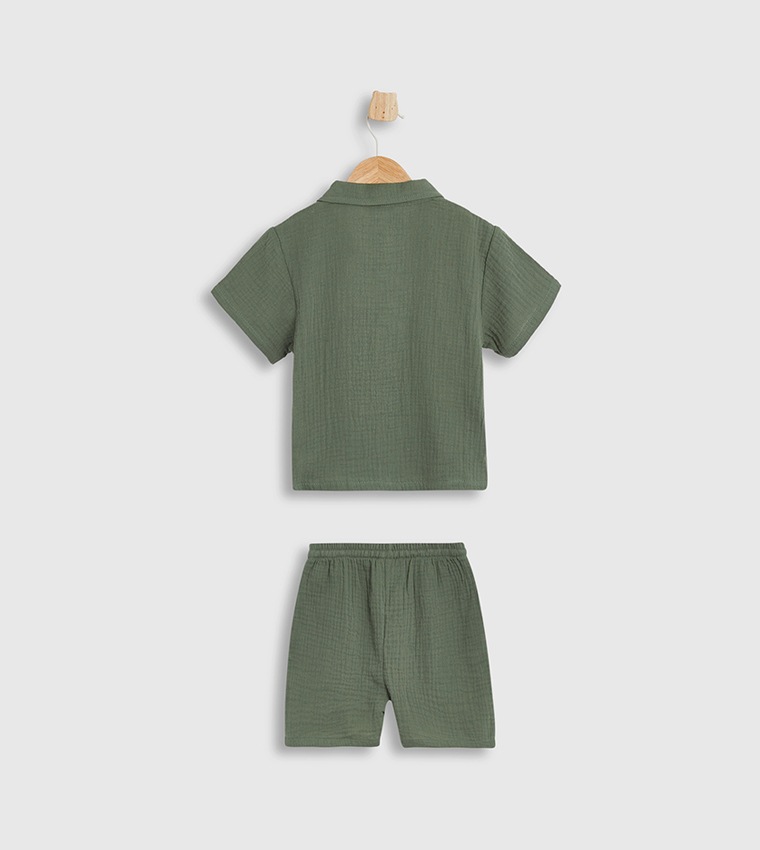 Solid Short Sleeves Clothing Set