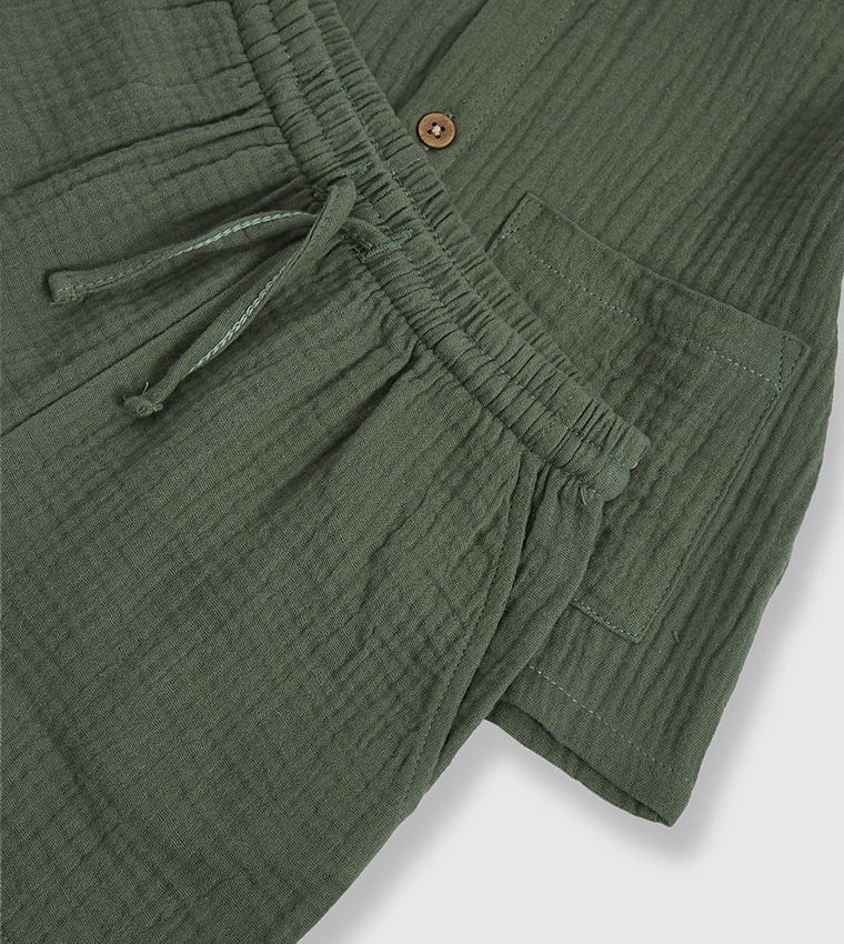 Solid Short Sleeves Clothing Set