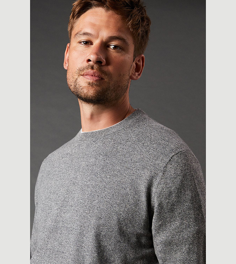 Textured Crew Neck Sweater