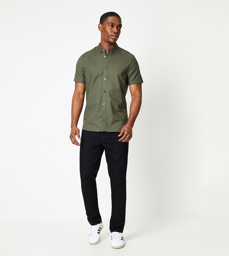 Solid Short Sleeves Oxford Shirt