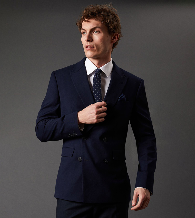 Solid Double Breasted Blazer