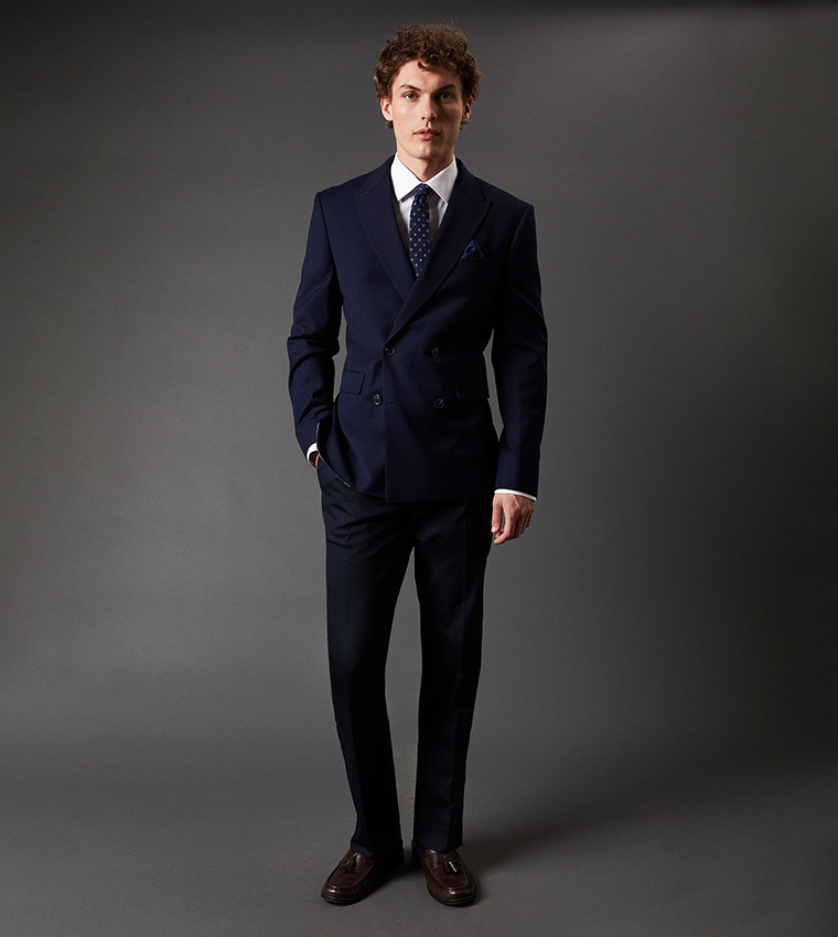 Solid Double Breasted Blazer