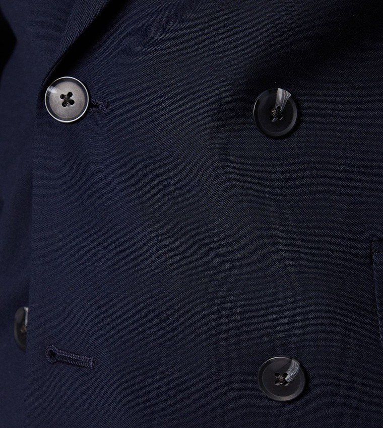 Solid Double Breasted Blazer