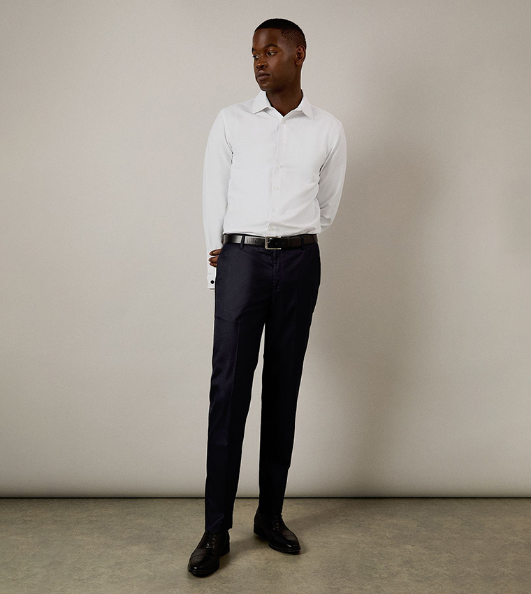 Textured Double Cuff Tailored Fit Formal Shirt