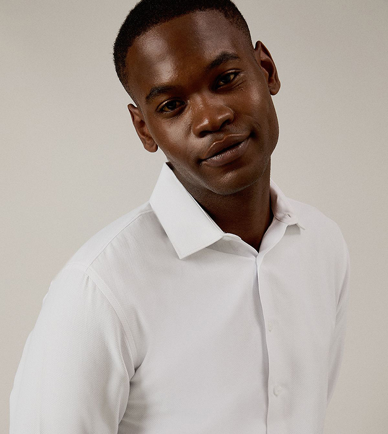 Textured Double Cuff Tailored Fit Formal Shirt