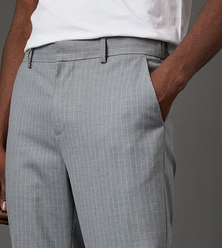 Striped Slim Fit Formal Trousers