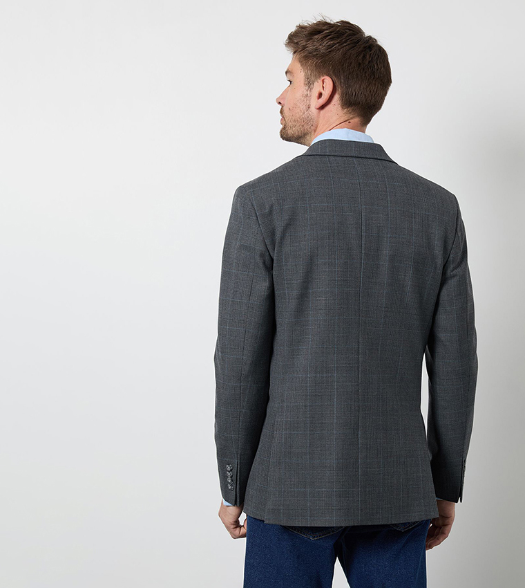 Wool Rich Pow Check Tailored Fit Blazer
