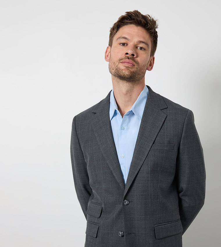 Wool Rich Pow Check Tailored Fit Blazer