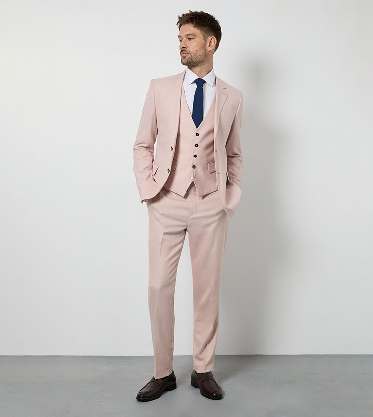 بنطلون بدلة سادة بقصة ضيقة