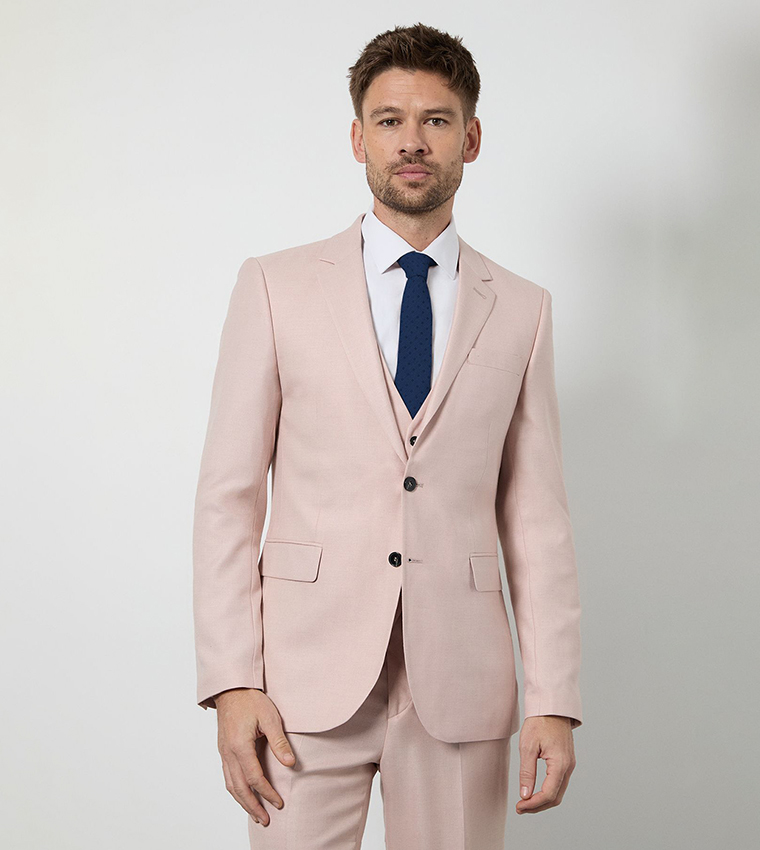 Solid Notch Collar Slim Fit Blazer