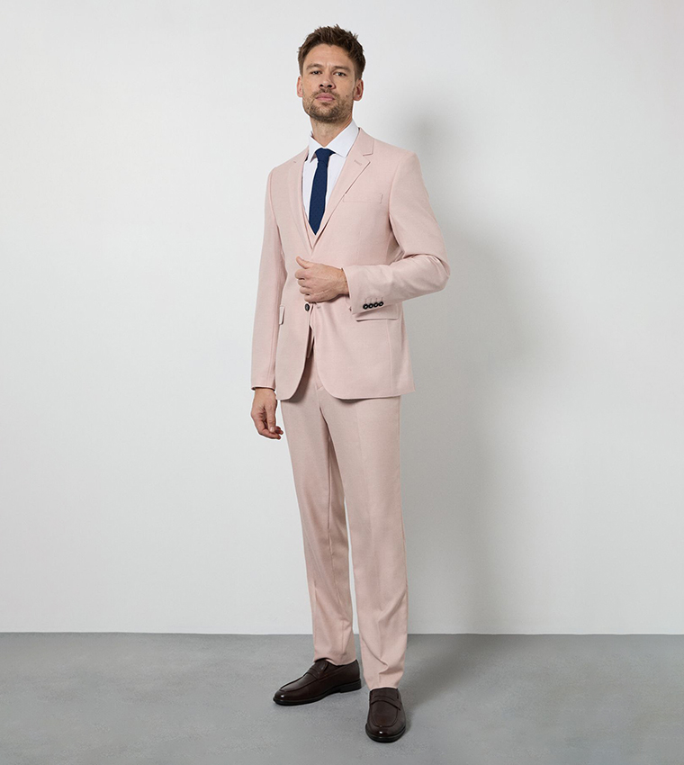 Solid Notch Collar Slim Fit Blazer