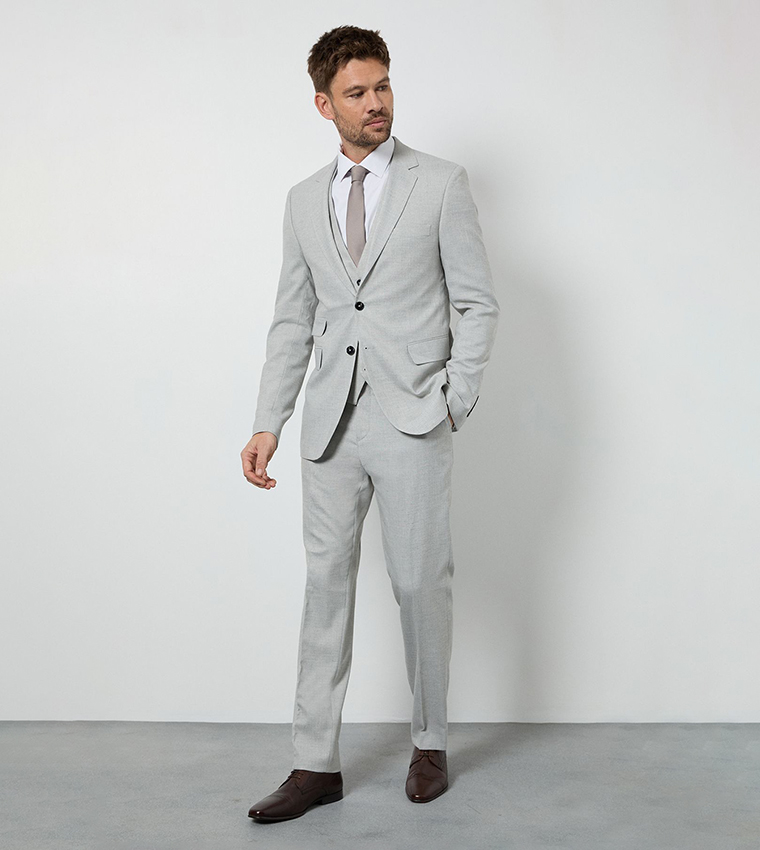 Solid Notch Collar Tailored Fit Blazer