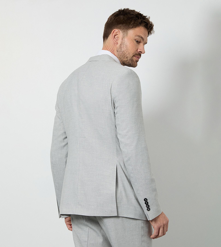 Solid Notch Collar Tailored Fit Blazer