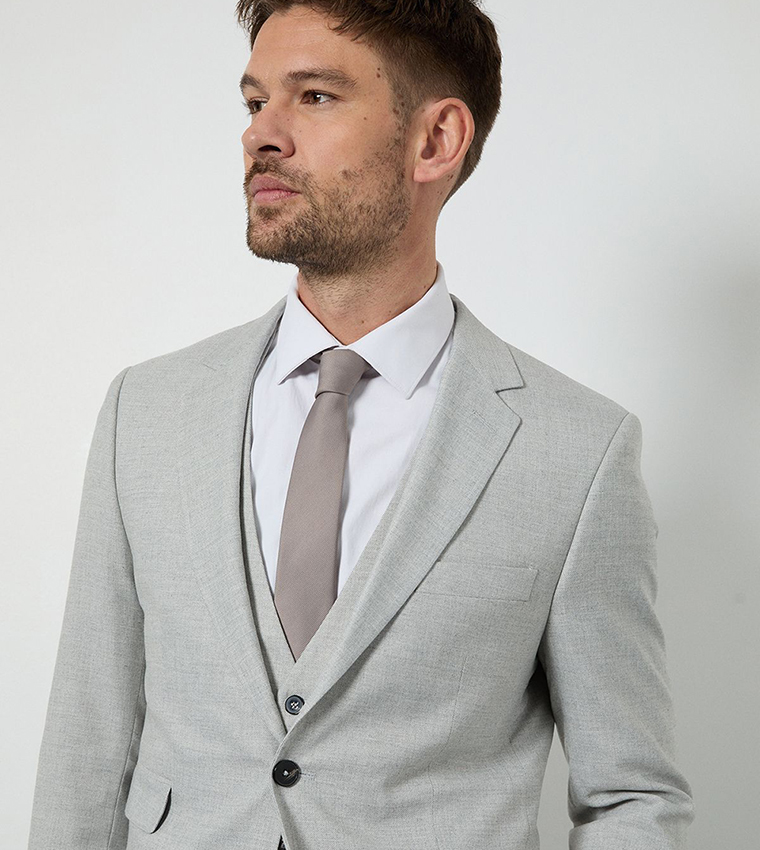 Solid Notch Collar Tailored Fit Blazer