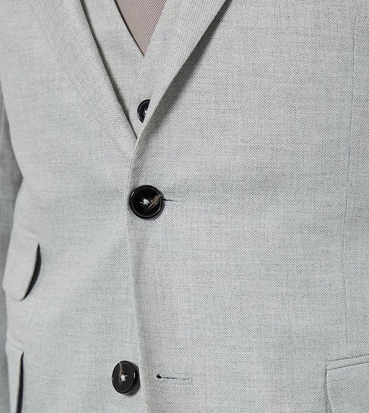 Solid Notch Collar Tailored Fit Blazer