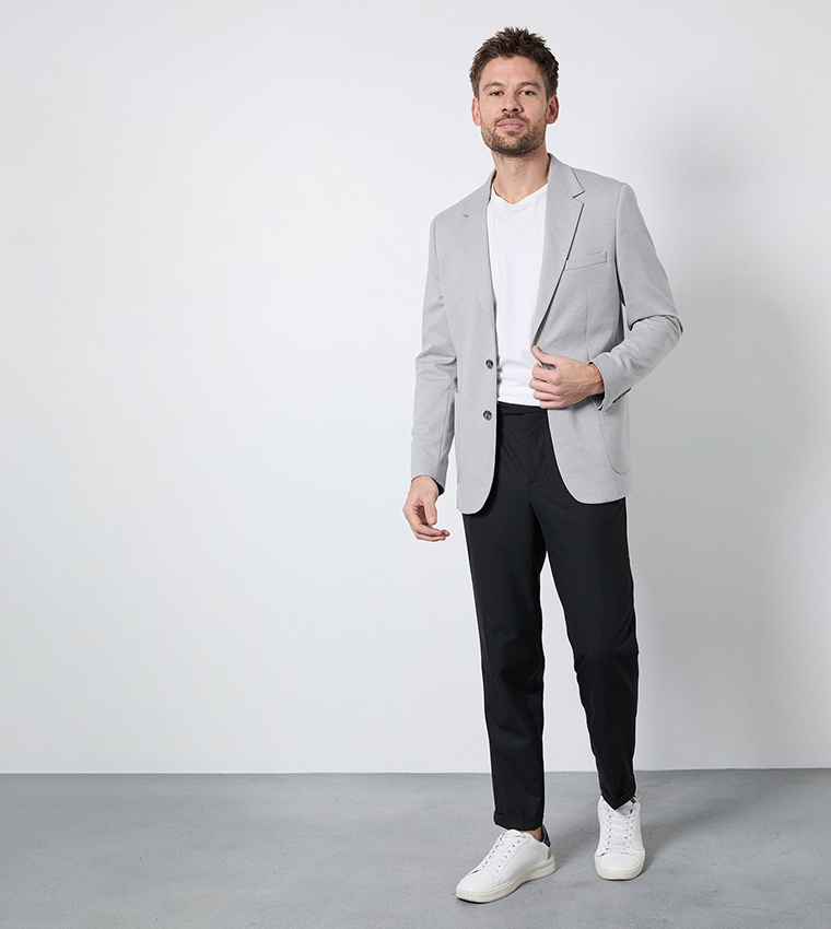 Jersey Patch Pocket Slim Fit Blazer