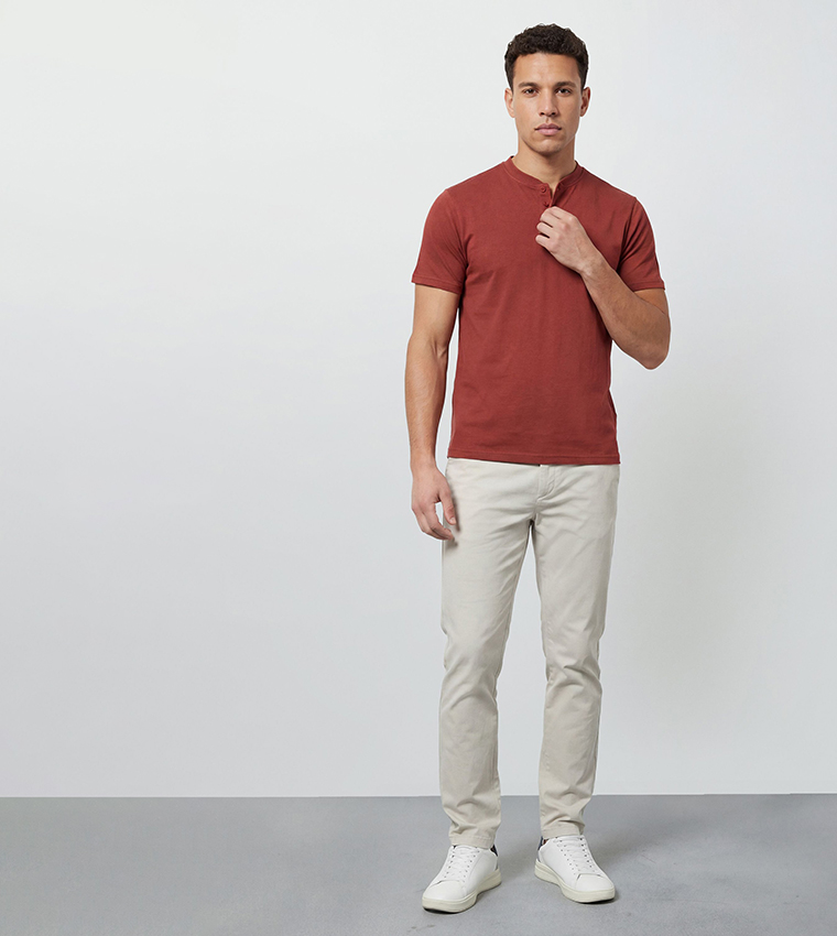 Burnt Grandad Neck T-Shirt