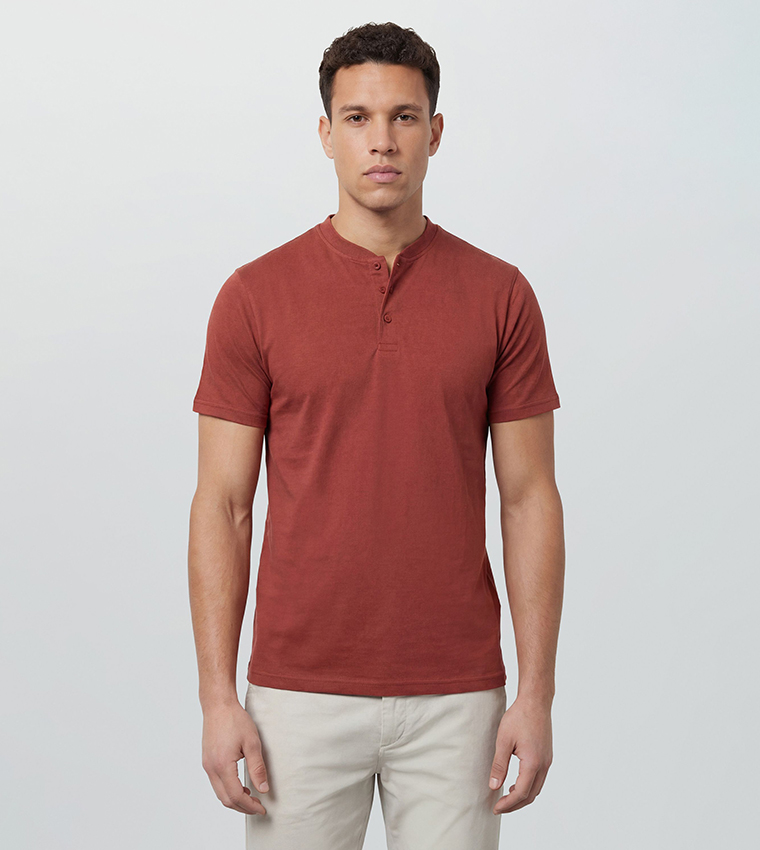 Burnt Grandad Neck T-Shirt