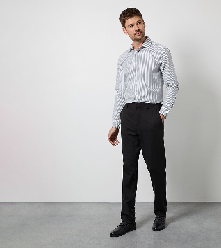 Striped Long Sleeves Slim Fit Shirt